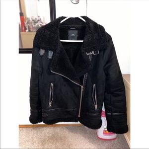 Zara faux shearling aviator jacket